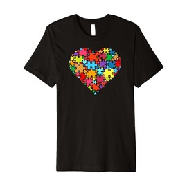 Colorful Love Hearts Shape - Puzzle Autism Awareness Premium T-Shirt
