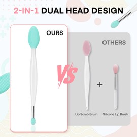 Unaone Lip Scrub Brush - 2 PCS Dual-ended Lip Scrubber Exfoliator and Silicone Lip Brush, 2-in-1 Silicone Lip Scrub Tool Lip Mask Applicator, Gentle Exfoliator & Applicator for Soft