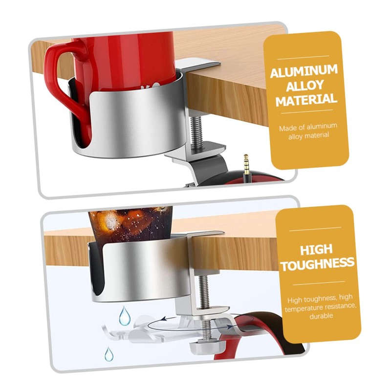 Mobestech Adjustable Multi Function Cup Holder Rotating Headphone Hanger for