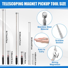 Honeydak 7 Pcs Telescoping Magnetic Pickup Tool Set Extendable Magnetic Pick up Tools Stainless Steel Magnetic Retrieval Tool with Magnetic Tray Holder for Mechanics Household Office Industry Parts