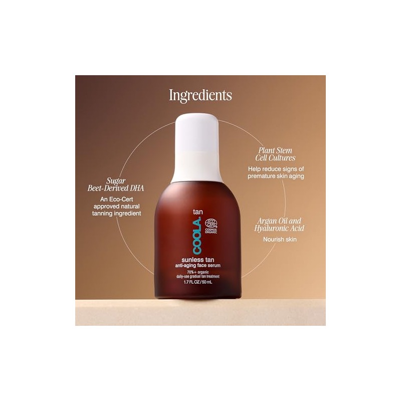 Coola Organic Sunless Tan Anti-Aging Face Serum Antioxidant Enriched Gradual