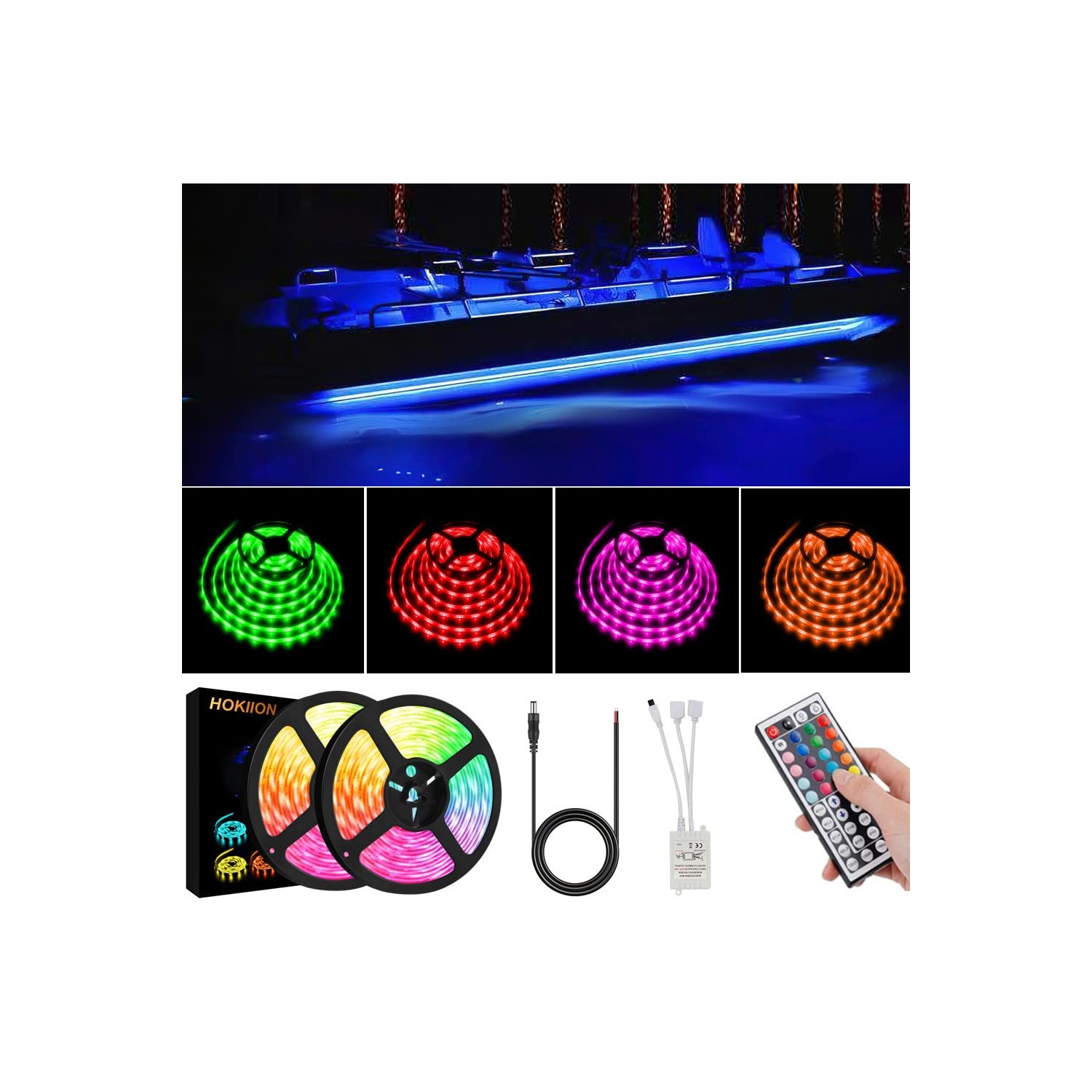 LED Boat Strip Lights, 12v 40FT Multi-Color Marine Pontoon Led Lights ...