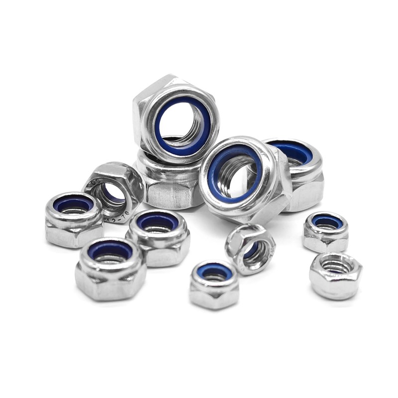 Quacc 20pcs M6 Nyloc Steel Nuts, Nylon Locknuts for Fastener,