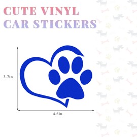 SHMZK Pet Dog Paw Print Car Decal, 4.6"×3.7" Love Heart Dog Paw Car Sticker, Waterproof Cute Pet Puppy Paw Print Decal for Auto Window Bumper Laptops, Car Decorative Sticker Accessories (Blue)