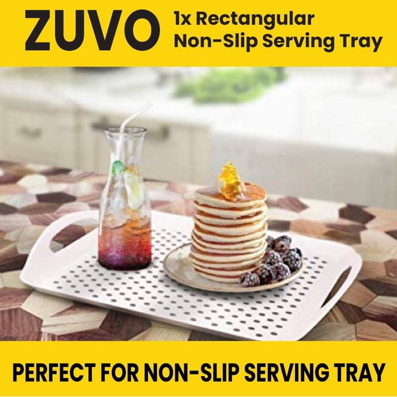 Zuvo Anti-Slip Food Serving Tray with Handles (Set of 2)
