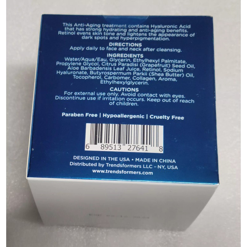 Retinol Clair Beauty Hyaluronic & Retinol Anti-aging Day Cream Evens