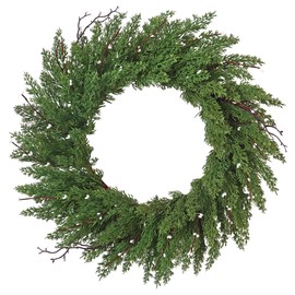 ASTNIC 22 Inch Artificial Christmas Cypress Wreath Winter Wreaths for Front Door Christmas Garland Green Wreath for Home Farmhouse Wall Window Porch Xmas Indoor Outdoor Decor (22 Inch)
