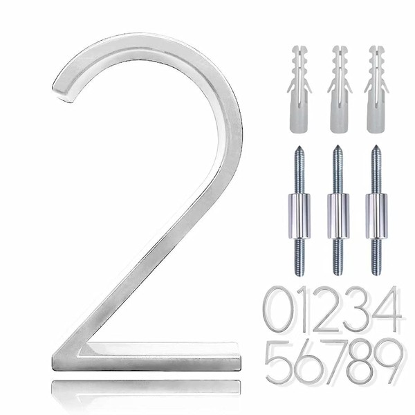 5" Zinc Alloy Floating House Number, Metal Modern House Numbers,