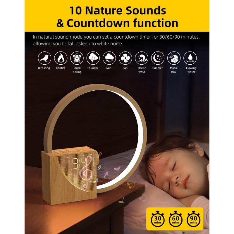 Sunrise Alarm Clock with Bedside Table Lamp, Wake-Up Light &
