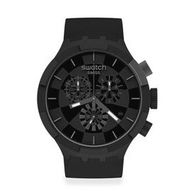 Swatch Quartz Silicone Strap, Black, 20 Casual Watch (Model: SB02B400)