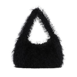 Fecialy Fluffy Purses for Women Cute Fuzzy Tote Handbag Plush Y2K Hobo Shoulder Bag Faux Fur Clutch Bag