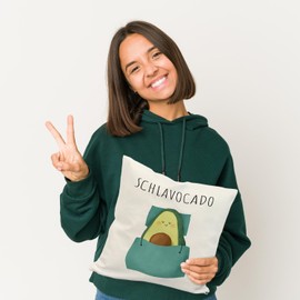 speecheese Sleeping Avocado Pillow with Saying Schlavocado Perfect for Sleepyheads Kawaii Avocado Pillow for Tired Relaxing Fans Vegetarians Snooze with Sleep Vocado