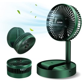 Portable Desk Fan,Foldable Rechargeable USB Desktop Fan,3 Speeds Wind Adjustable Heigh for Office Home Outdoor (Green)