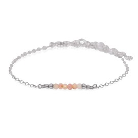 Tiny Sparkling Pink Peruvian Opal Faceted Bead Bar Bracelet in Stainless Steel