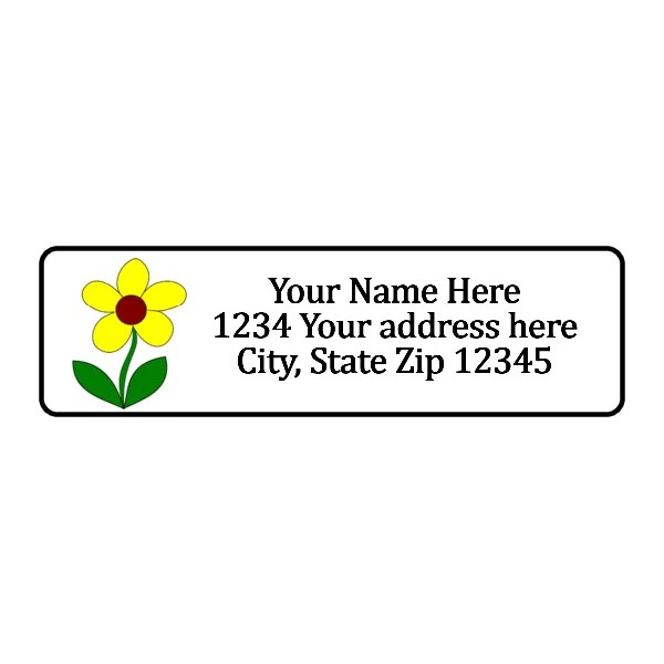 Maestro 800 Yellow Flower Personalized Return Address Labels. 1/2 inch