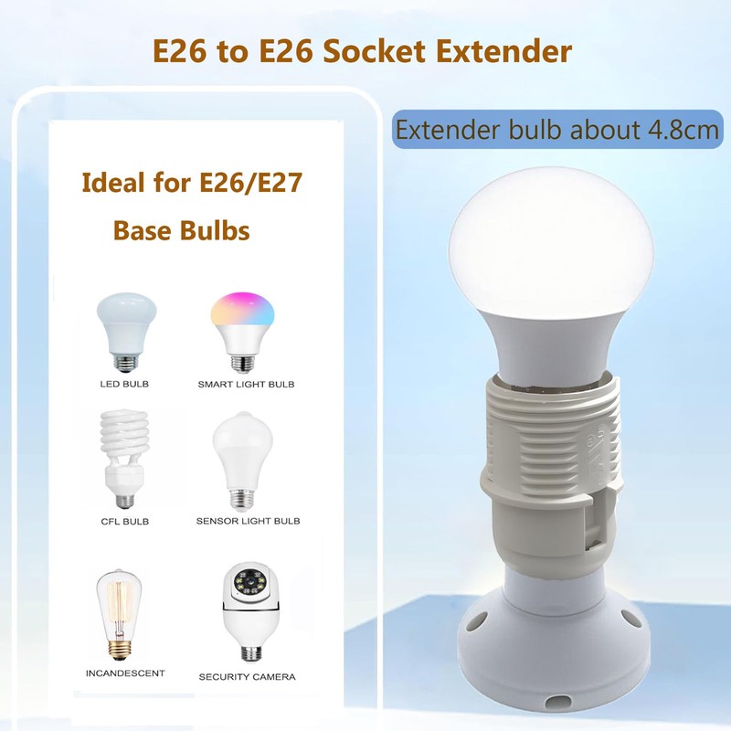 TWDRTDD E26 to E26 Socket Extender,7.4cm/2.91 inches E27/E26 Light Socket