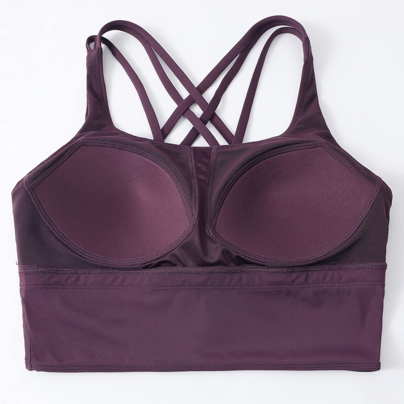 AGONVIN Women's Longline Strappy Padded Medium Support Training Top Sports
