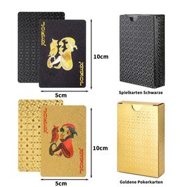 XiXiRan Waterproof Playing Cards, 2 Pieces Plastic Poker Cards, Poker Card Set, Waterproof Card Game, Waterproof Poker Cards, Plastic, Golden Poker Cards, Playing Cards Black, 1 Gold + 1 Black
