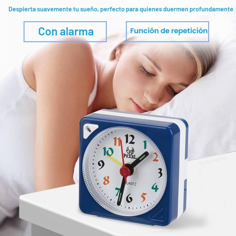 Reloj Despertador Analógico Pequeño Azul Fdit