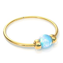 Tiny Opal Nose Ring – Thin 24G 7mm Nose Piercing Hoop – 14K Gold Filled Nose Hoop Blue Opal - Small Nose Rings for Women Men – Dainty Gift Ready Purchase