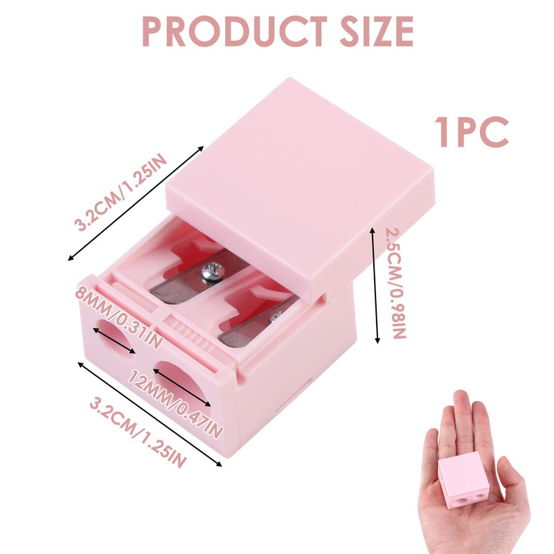Pink Double Barrel Lip Eye Liner Pencil Sharpener with Cover
