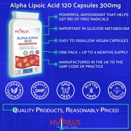 Alpha Lipoic Acid 120 Capsules 300mg - 50:50 Blend of R-ALA and S-ALA - High Strength - Vegan - UK Made Supplement - Antioxidant