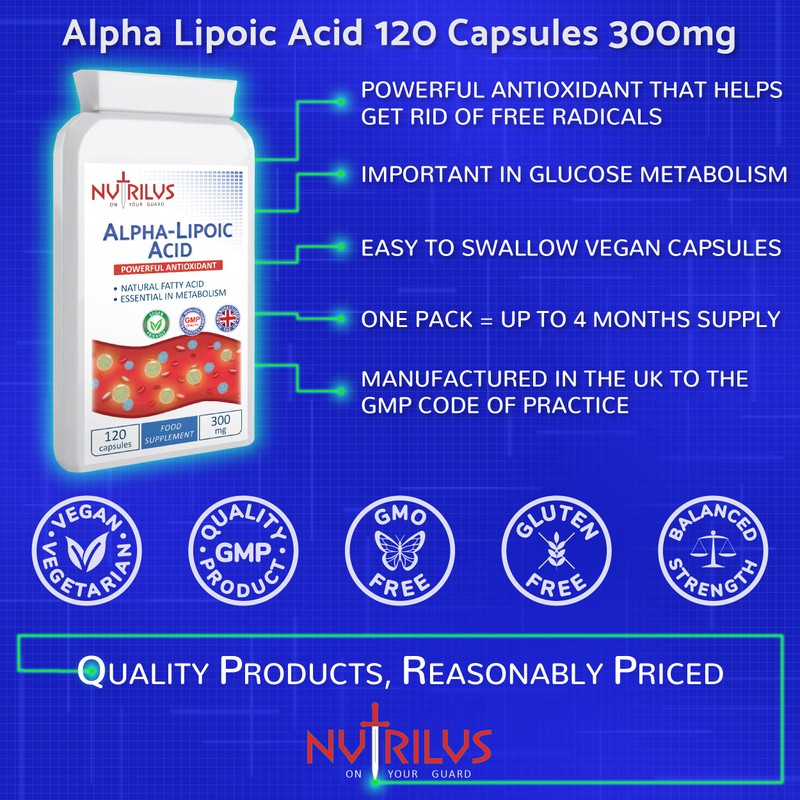 Alpha Lipoic Acid 120 Capsules 300mg - 50:50 Blend of
