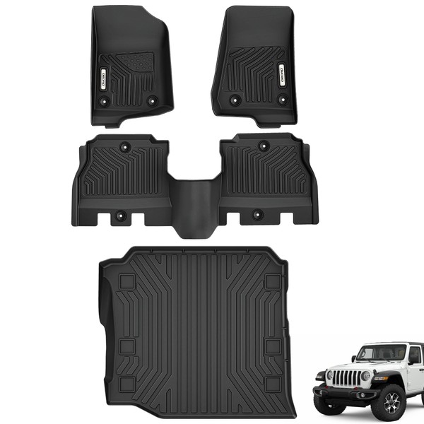 OEDRO Floor Mats for 2018-2025 Jeep Wrangler JL Unlimited 4-Door(Not