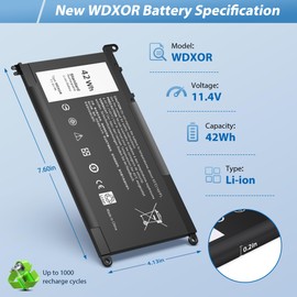 WDX0R Laptop Battery for dell Inspiron 15 5000 7000 5368 5378 5379 5567 5579 5580 5765 5767 5770 5775 7560 7570 17 5765 5767 5775 13 5378 5368 7375 7368 7378 Series Vostro WDXOR 5468 5568 P69G 3CRH3