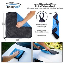 ShinyCar® UK: Premium Car Washing Kit With Bag. Microfibre Valet Wash Mitts, Large Exterior Drying Towel, Waffle Cloths, Alloy Wheel Cleaning Brush, Detailing Brushes, Valeting Product Gift Set