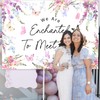 We are Enchanted to Meet You Backdrop Purple Floral Butterfly