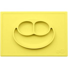 ez pz Plato Autoadherible Silicon para Bebé Happy Mat. Mantel Individual con Plato para Bebés +24 Meses Color Amarillo