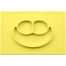 ez pz Plato Autoadherible Silicon para Bebé Happy Mat. Mantel Individual con Plato para Bebés +24 Meses Color Amarillo