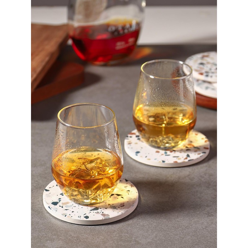 LIFVER Absorbent Drink Coasters with Holder, Set of 6 Ceramic