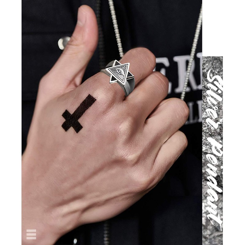 QIAMNI Stainless Steel Retro Ring for Men Eye of God