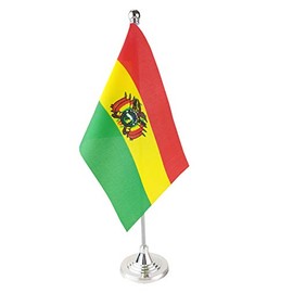 GentleGirl.USA Bolivia Table Flag, Stick Small Mini Bolivian Flag Office Table Flag on Stand with Stand Base, International Festival Decoration,Bolivias Theme Party Decoration,Home Desk Decoration