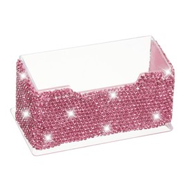 PATIKIL Rhinestone Business Card Holder, Crystal Business Card Holders Bling Business Card Organizer Display Stand for Desktop Desk Office Exhibition, Pink