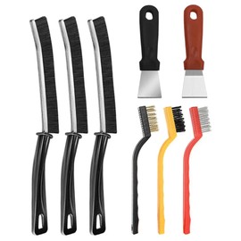 Uoking 8 Pcs Cleaning Tool Set - 3Pcs Crevice Cleaning Brush, Groove Gap Cleaning Brush, 3Pcs Stainless Steel Brass Nylon Brush with 2Pcs Oven Cleaning Tool Non-Scratch for Home Kitchen Cleaning