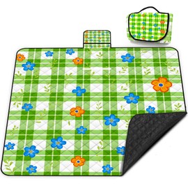 Extra Large Picnic Blanket Waterproof,80"x 80"Foldable Machine Washable Beach Blanket,Outdoor Blanket for 6-8 Adults,Suitable for Indoor Crawling,Park Beach,Camping,Hiking,Family Travel(Green)