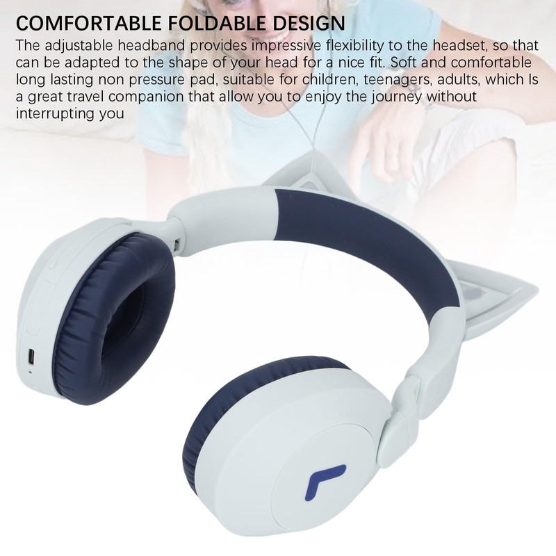 Cat Ear Wireless Headphone with Mic, Volume Control Cat Ear