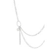Lucky Brand Modern Pearl And Chain Necklace,Silver,One Size