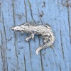 Crocodile Figurine, Crocodile Collectible Miniature, Handmade, in Fine Pewter, by