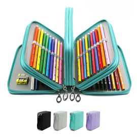 72 Ranuras Estuche para Lapices impermeable, cartucheras aesthetic para clasificar y almacenar artículos de papelería, Ideal Lapiceras Aesthetic para Estudiante, Principiante, Artista (Verde)