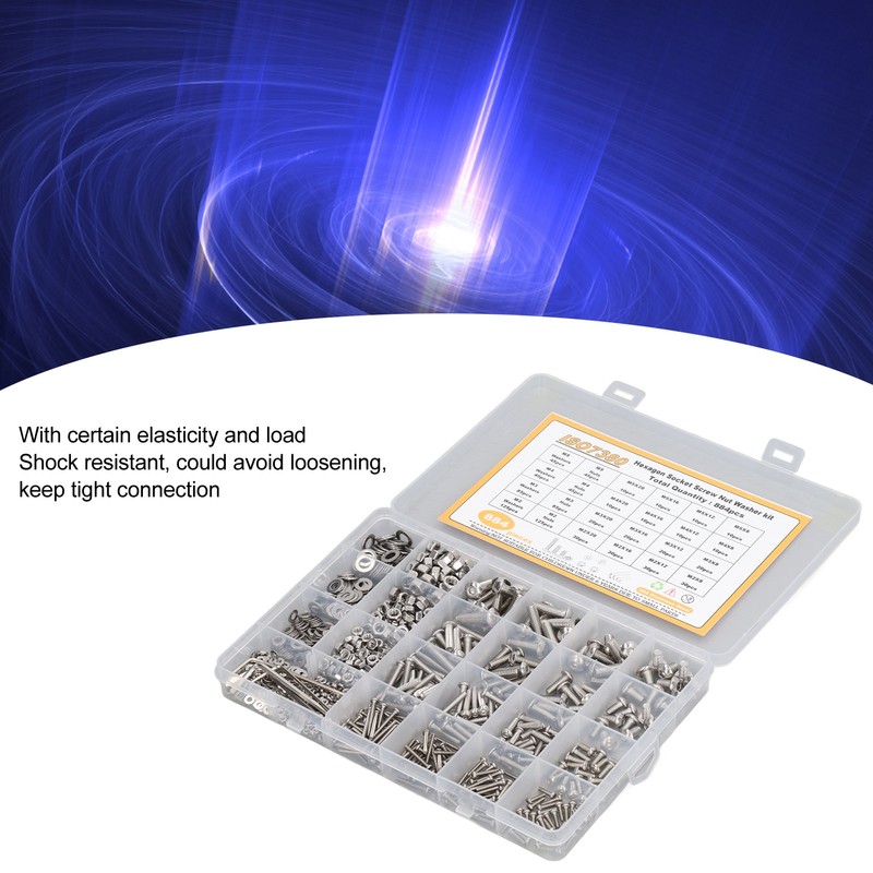 884 Pcs Screw Nut Washer Wrench Kit M2 M3 M4