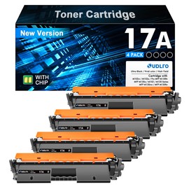 SUDLTO 17A Toner Cartridge CF217A - Replacement for HP 17A CF217A to Compatible with Laserjet Pro M102w M130nw M130fw M130fn M102a M130a Pro MFP M130 M102 Series Printer (New Version, 4 Blacks)