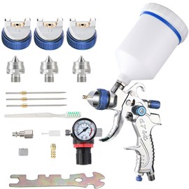 ENDOZER Professional HVLP Spray Gun Set Gravity Feed Air Spray Gun with 1.4, 1.7, 2.0mm Nozzles 20oz 600cc with Gauge for Auto Paint, Primer, Clear/Top Coat & Touch-Up (Not Suitable for Latex Paint)