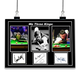 A3 POSTER WE THREE KINGS SNOOKER. JIMMY WHITE. RONNIE O'SULLIVAN. ALEX HIGGINS. SIGNED PRINT (42CM x 30CM)