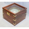 Gimbaled Brass Nautical Compass in Wood Box w/ Glass Top