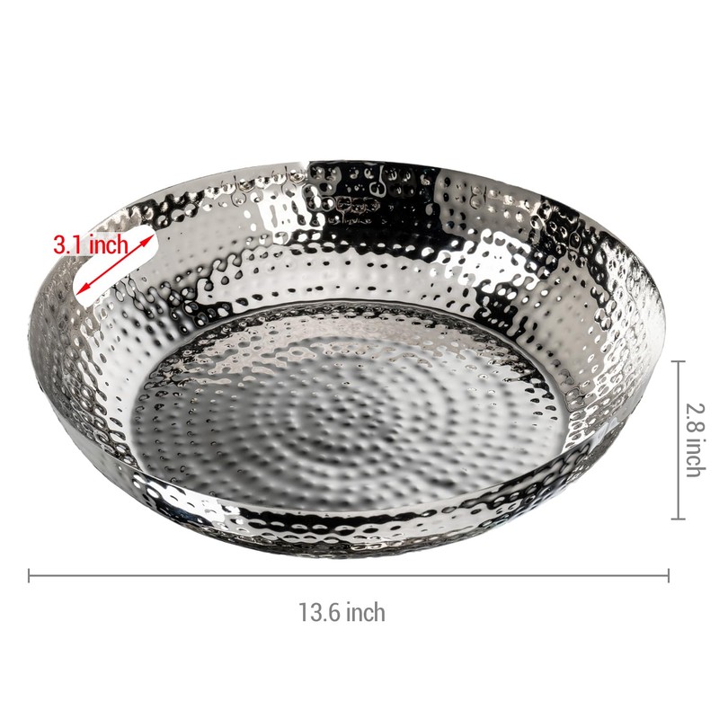 MyGift 14 Inch Deluxe Decorative Dish Tray Centerpiece Base, Silver