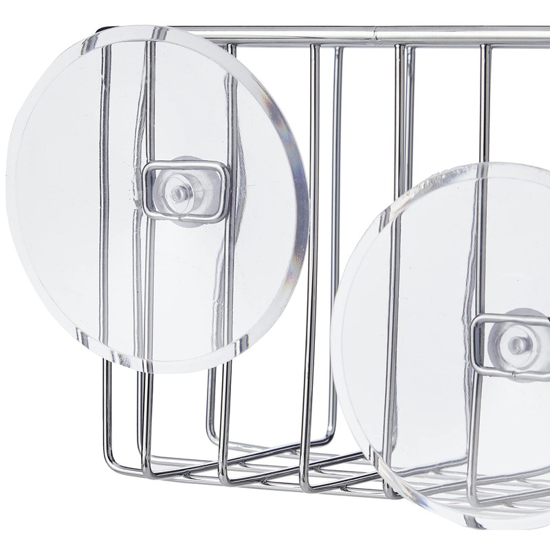 iDesign Shower Caddy Suction, Bathroom Metal Storage Shelf with Vacuum
